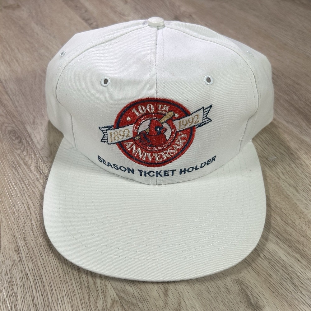 VTG 1992 St Louis Cardinals Snapback Hat MLB Baseball Season Ticket‎ White Cap